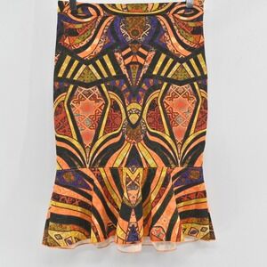 TORN by RONNY KOBO Trumpet Pencil Skirt Size S Retro Orange Boho Geometric Paris